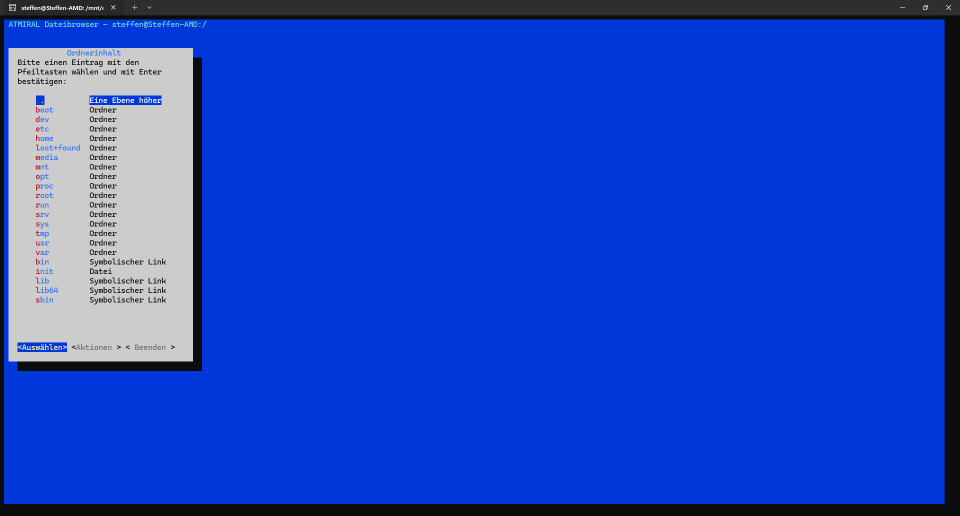Dateibrowser im Wurzelverzeichnis